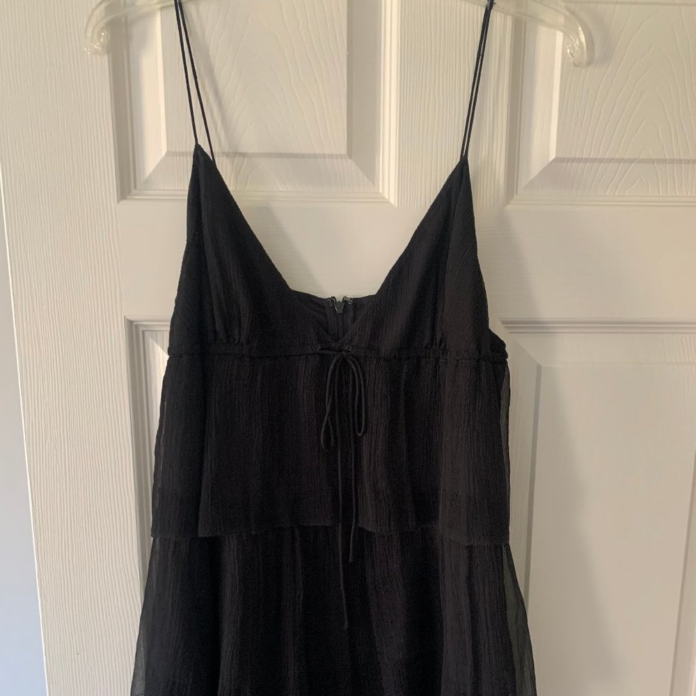 Vintage Boho J. Crew Tiered Dress in Black Silk